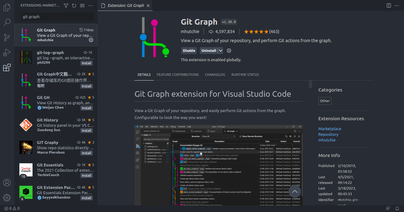 git graph extension for vscode 